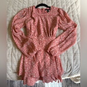 Pink Floral Long Sleeve Dress